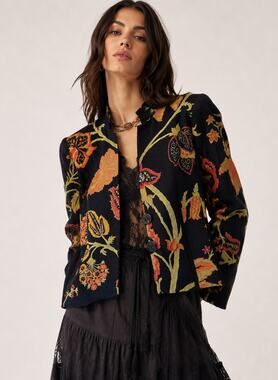 Vintage Canvasbacks Floral Tapestry Wool Blend Blazer 8 Whimsigoth Maximalist